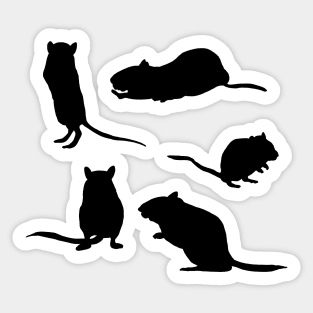 Five black gerbil silhouettes Sticker